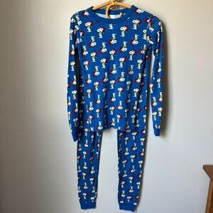 Peanuts Long John Pajamas In Organic Cotton Snoopy Santa Kids 14